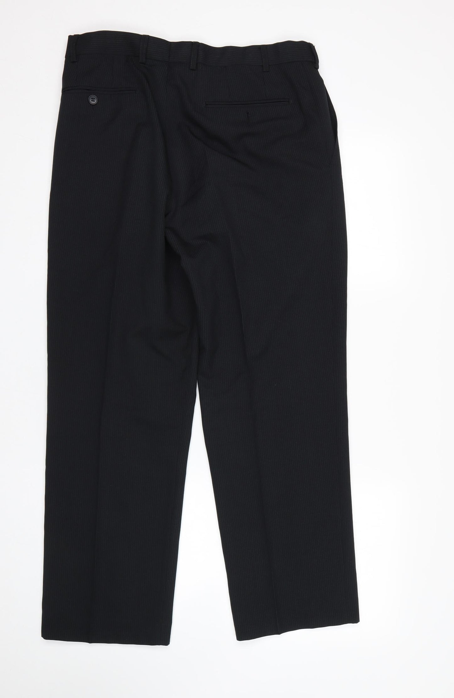 M&S Mens Black Striped  Trousers  Size 32 L29 in