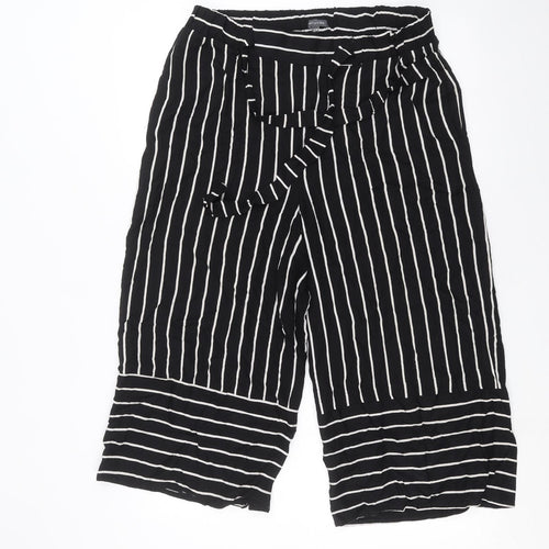 INTUITION Womens Black Striped  Cropped Trousers Size 12 L20 in
