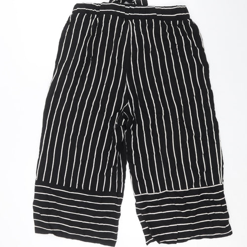 INTUITION Womens Black Striped  Cropped Trousers Size 12 L20 in