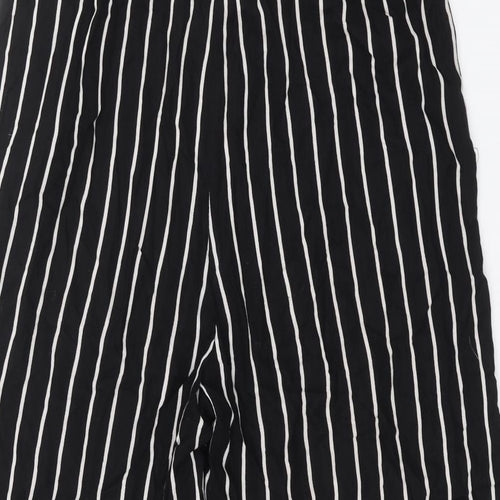 INTUITION Womens Black Striped  Cropped Trousers Size 12 L20 in