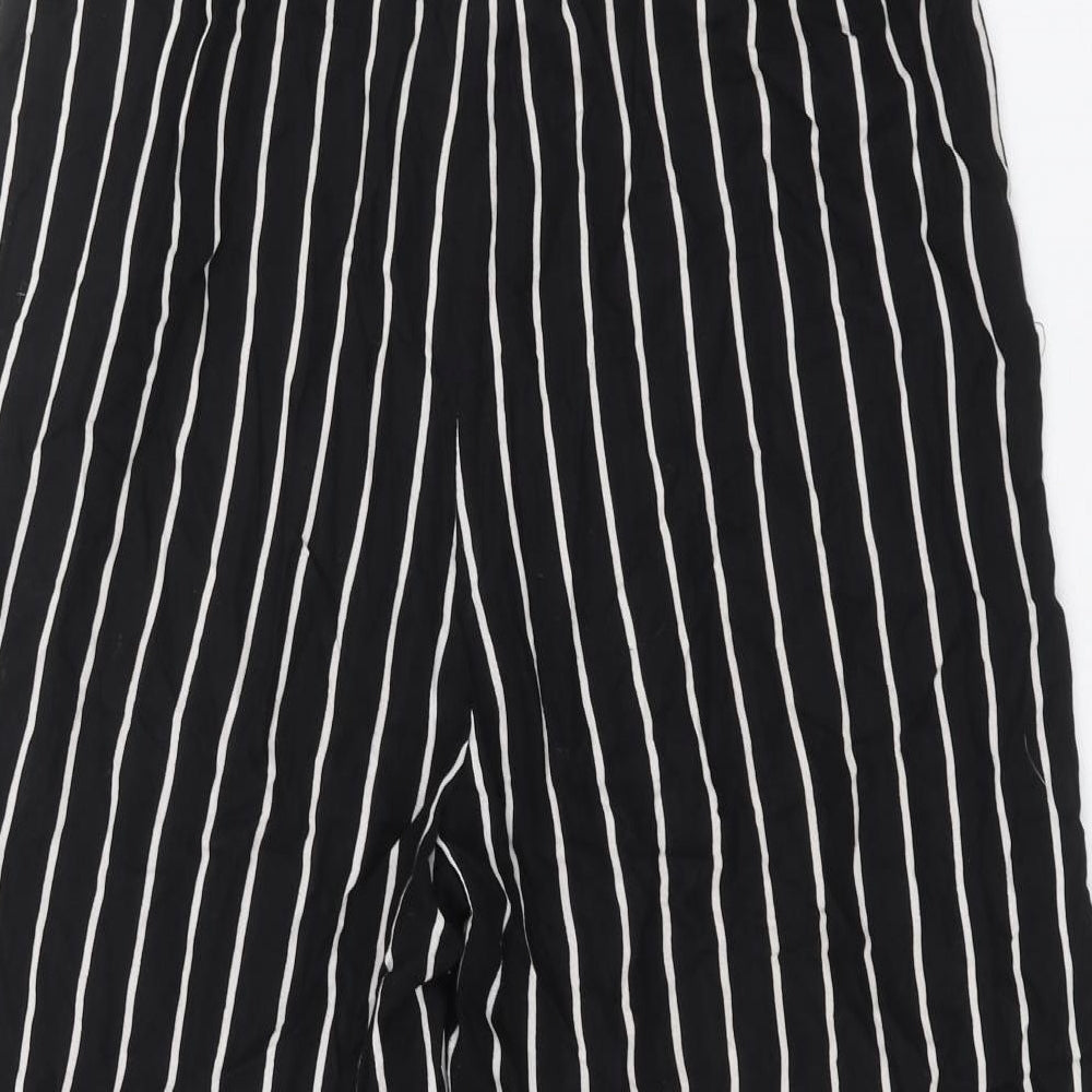 INTUITION Womens Black Striped  Cropped Trousers Size 12 L20 in