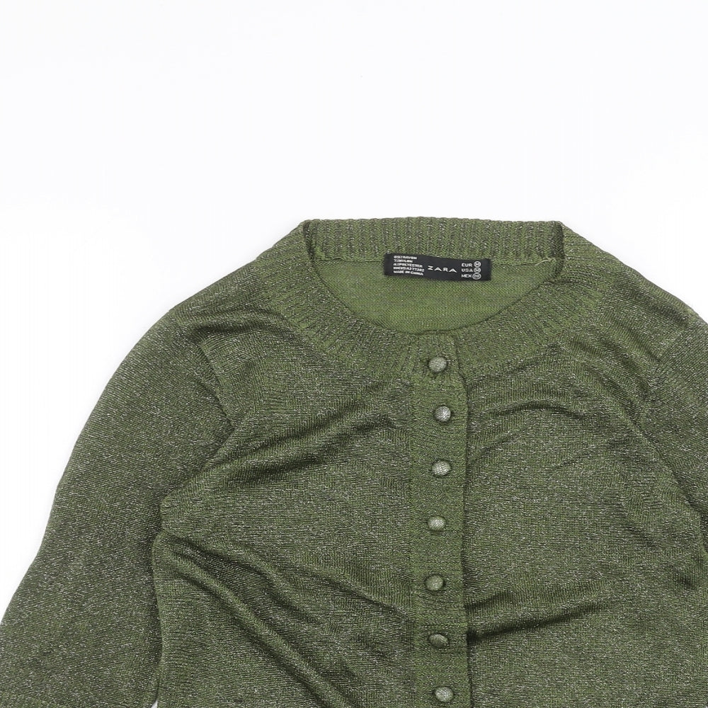 Zara Womens Green   Cardigan Jumper Size M