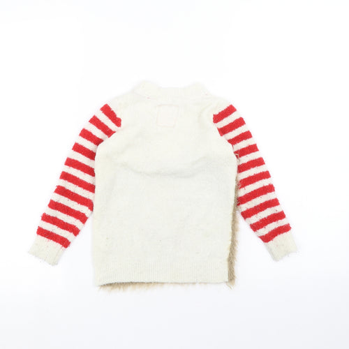 TU Girls White Striped  Pullover Jumper Size 4 Years
