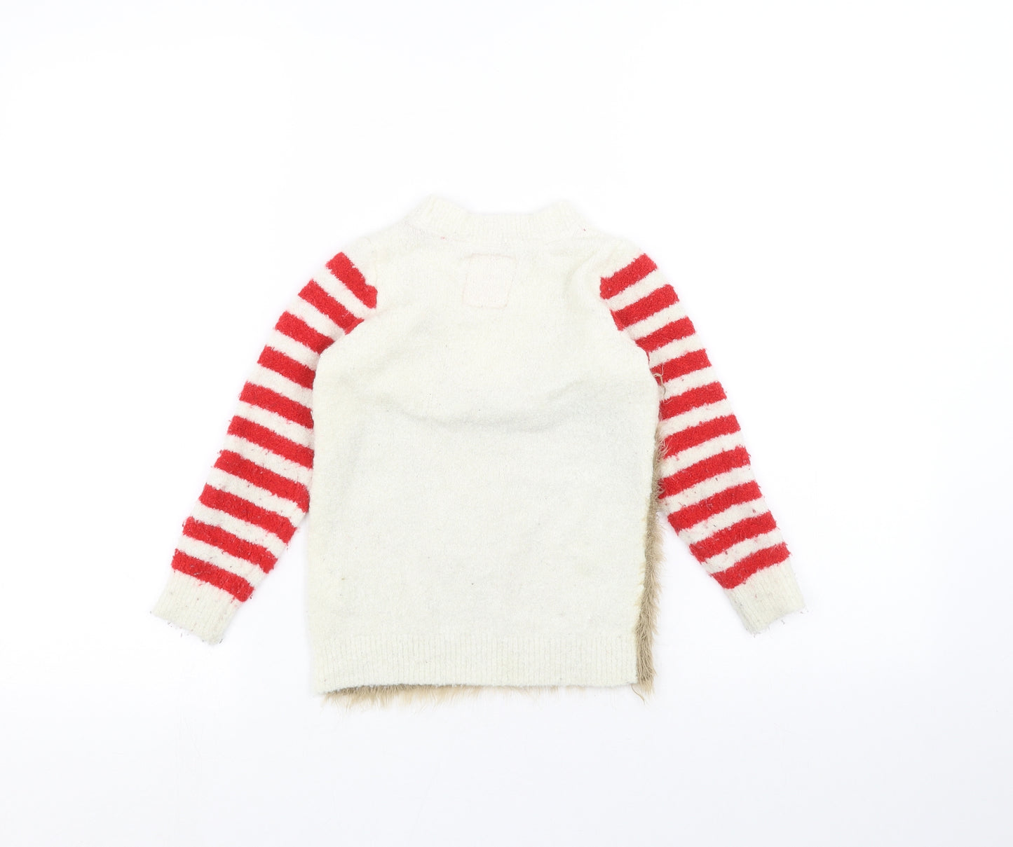 TU Girls White Striped  Pullover Jumper Size 4 Years