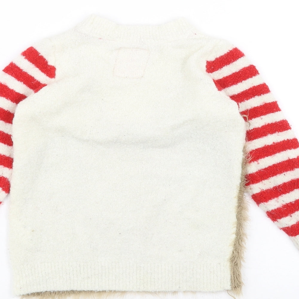 TU Girls White Striped  Pullover Jumper Size 4 Years
