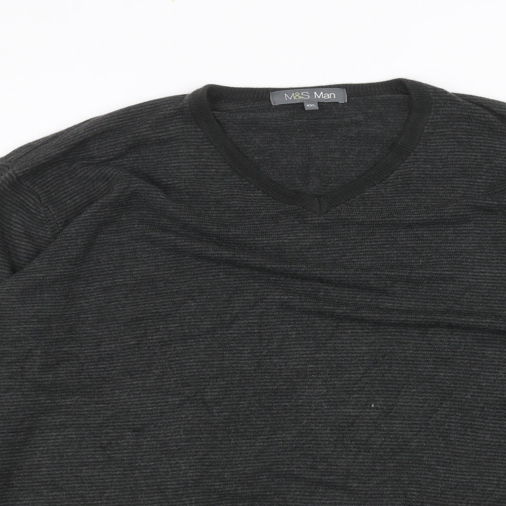 Marks and Spencer Mens Black Striped   T-Shirt Size 2XL