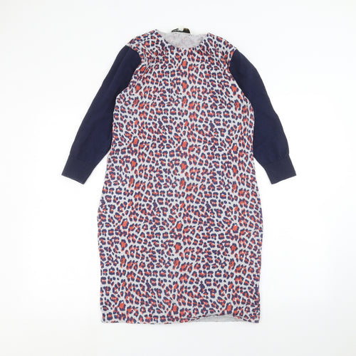 Clements Ribeiro Womens Blue Animal Print  Pencil Dress  Size L