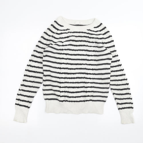 Gap Womens White Striped  Pullover Jumper Size XS