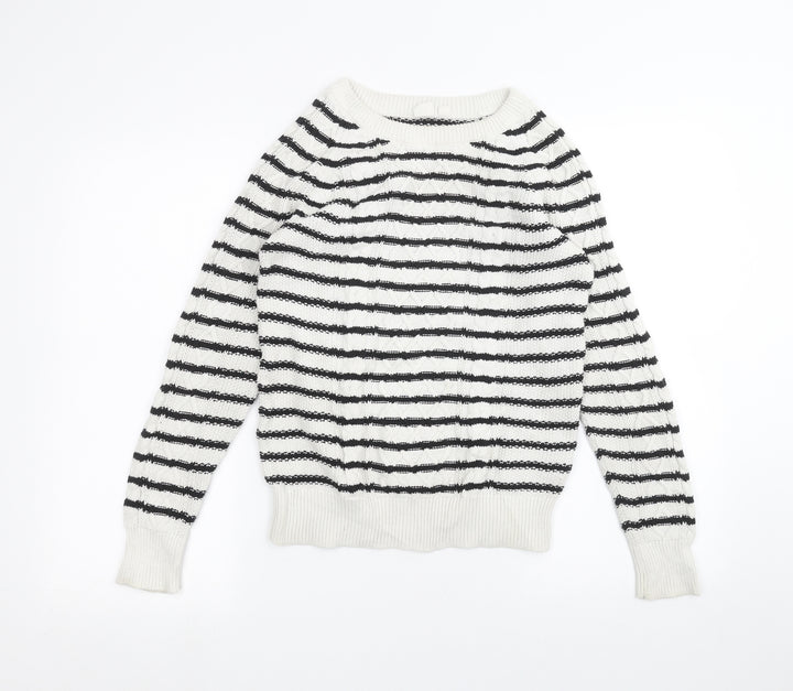 Gap Womens White Striped Pullover Jumper Size XS