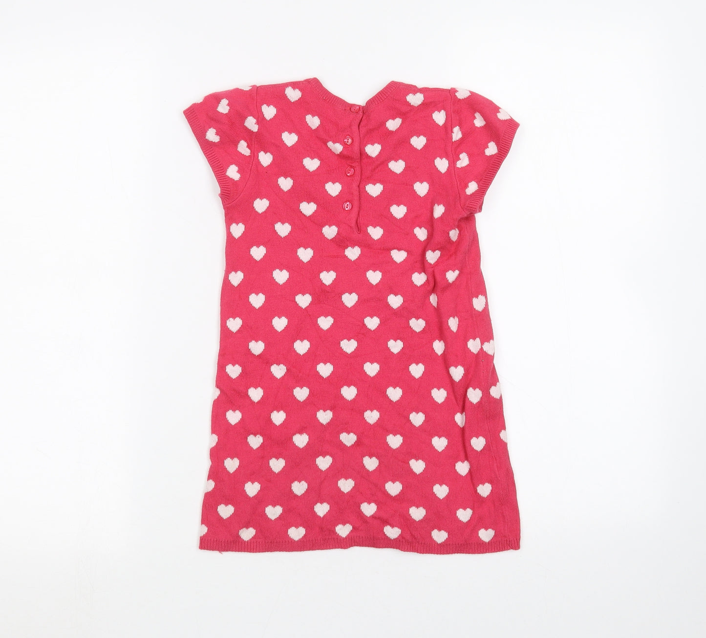 Preworn Girls Pink Polka Dot  Pullover Jumper Size 4 Years