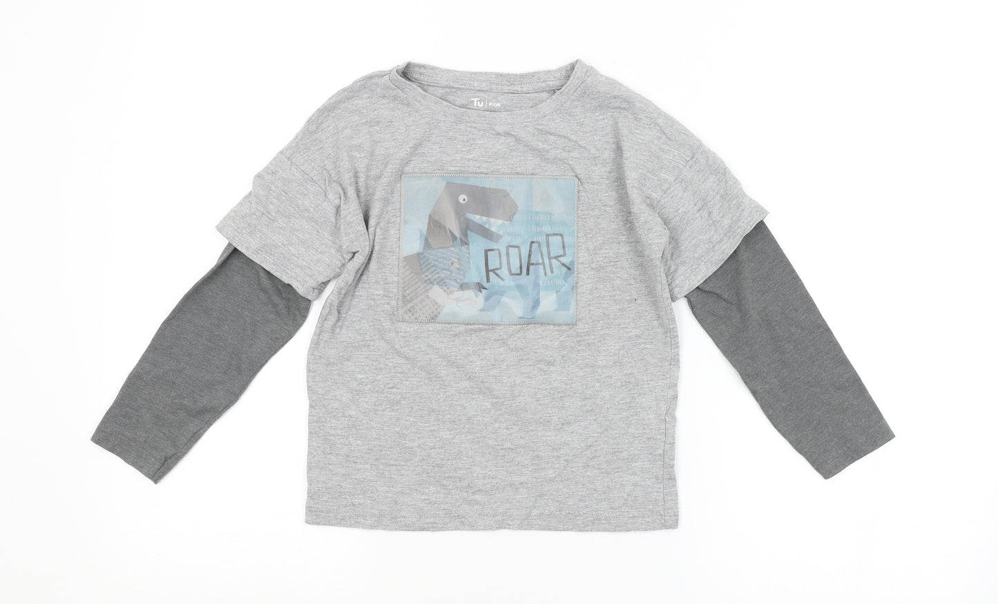 TU Boys Grey   Basic T-Shirt Size 5-6 Years