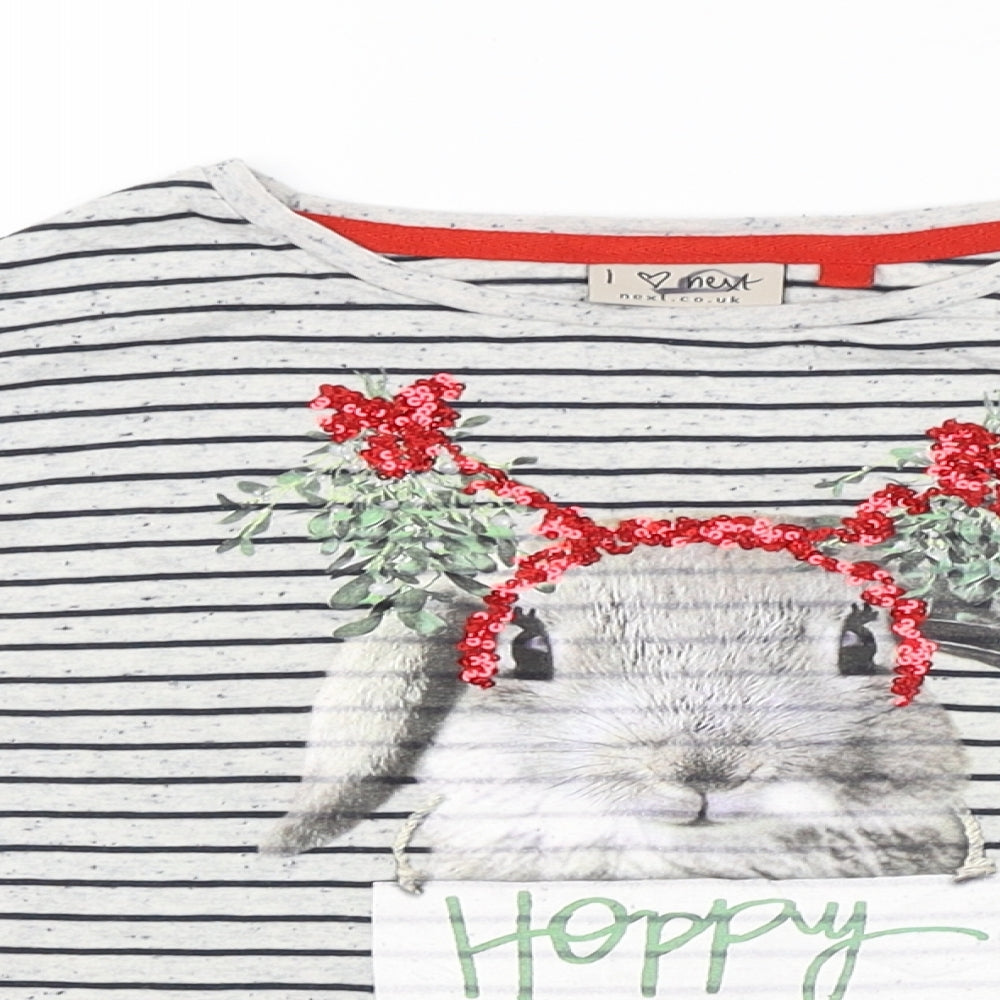 NEXT Girls Multicoloured Striped  Basic T-Shirt Size 6 Years  - CHRISTMAS