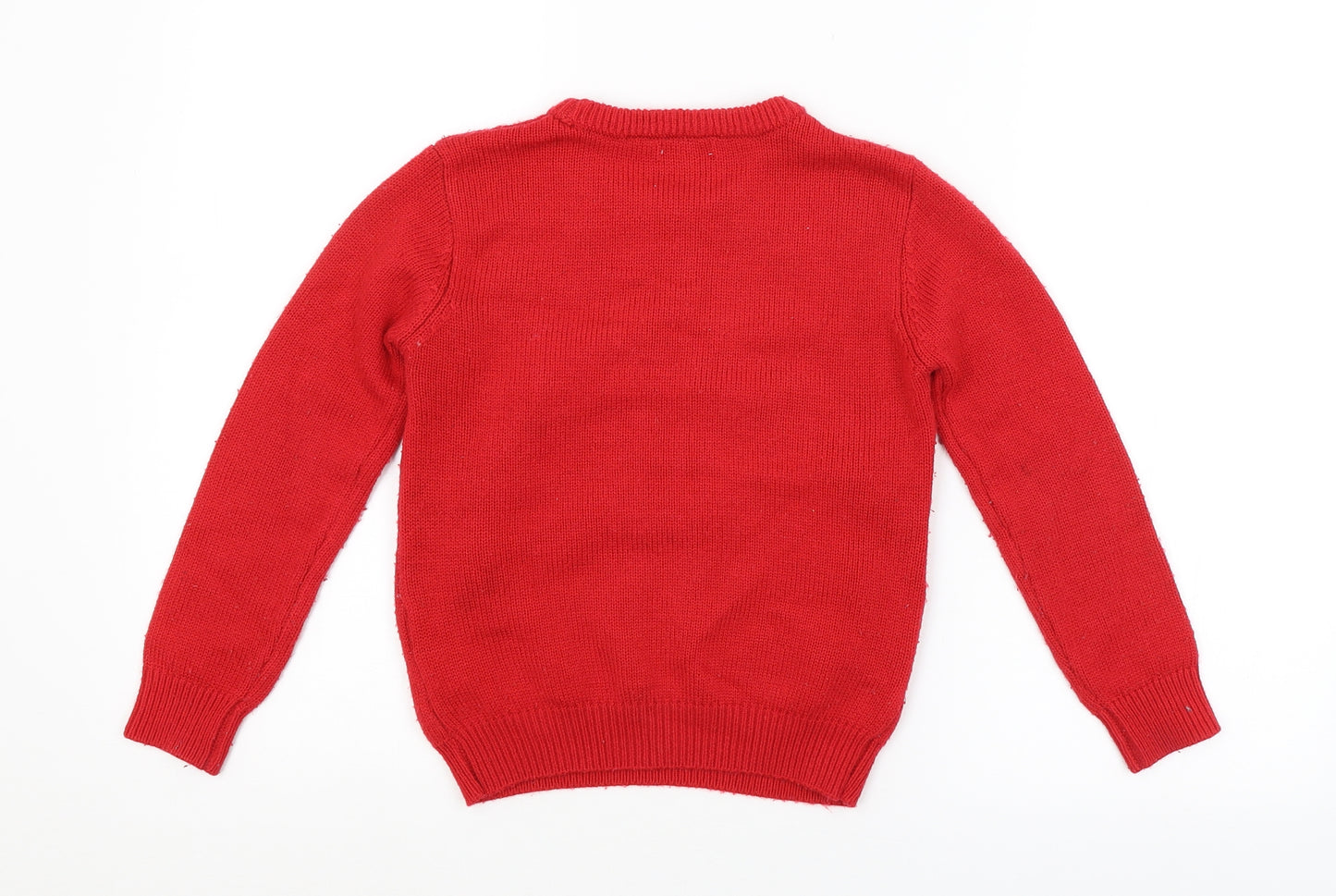 BLUEZOO Girls Red   Pullover Jumper Size 6-7 Years  - PENGUIN, CHRISTMAS