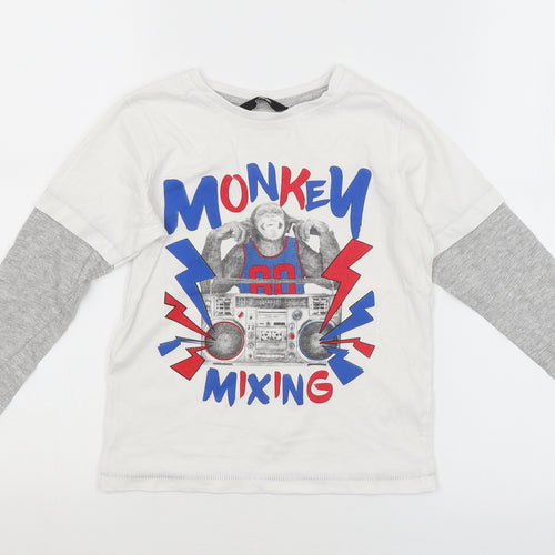 George Boys White   Basic T-Shirt Size 5-6 Years  - MONKEY