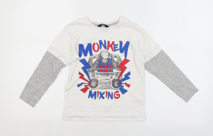 George Boys White   Basic T-Shirt Size 5-6 Years  - MONKEY
