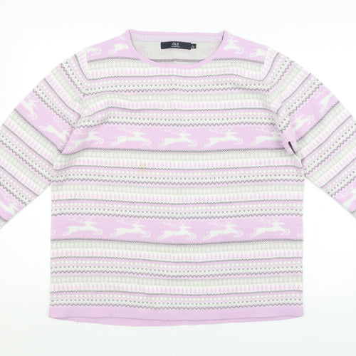 ISLE Womens Pink Argyle/Diamond  Pullover Jumper Size 18