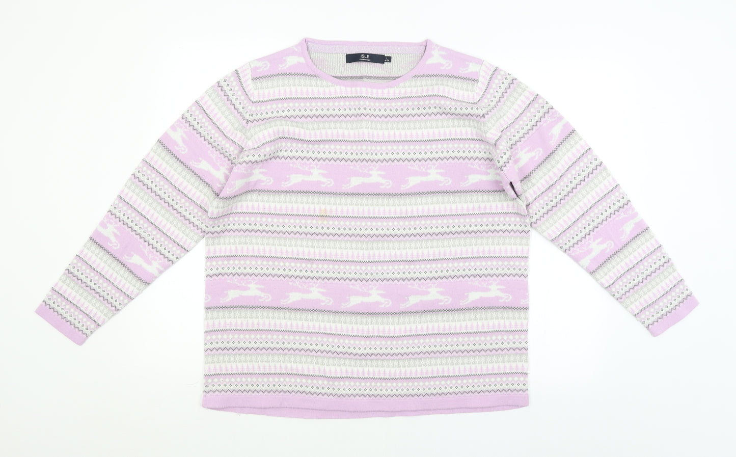 ISLE Womens Pink Argyle/Diamond  Pullover Jumper Size 18