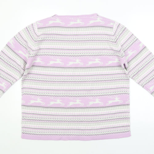 ISLE Womens Pink Argyle/Diamond  Pullover Jumper Size 18