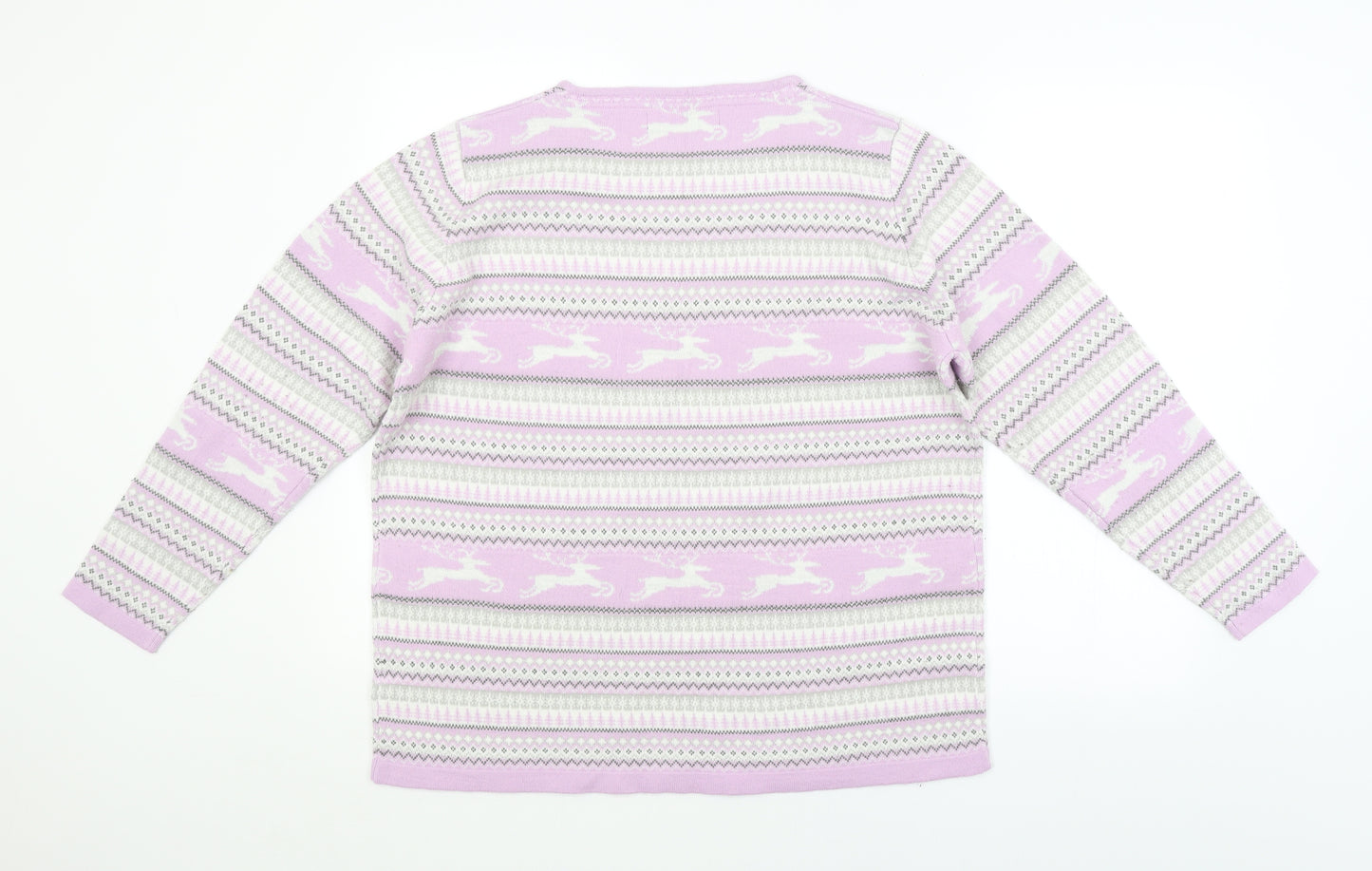 ISLE Womens Pink Argyle/Diamond  Pullover Jumper Size 18