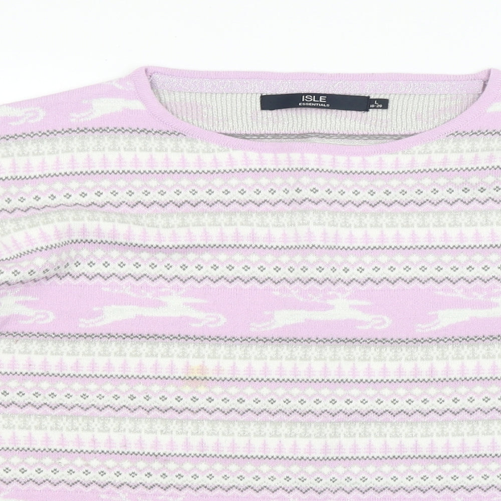 ISLE Womens Pink Argyle/Diamond  Pullover Jumper Size 18