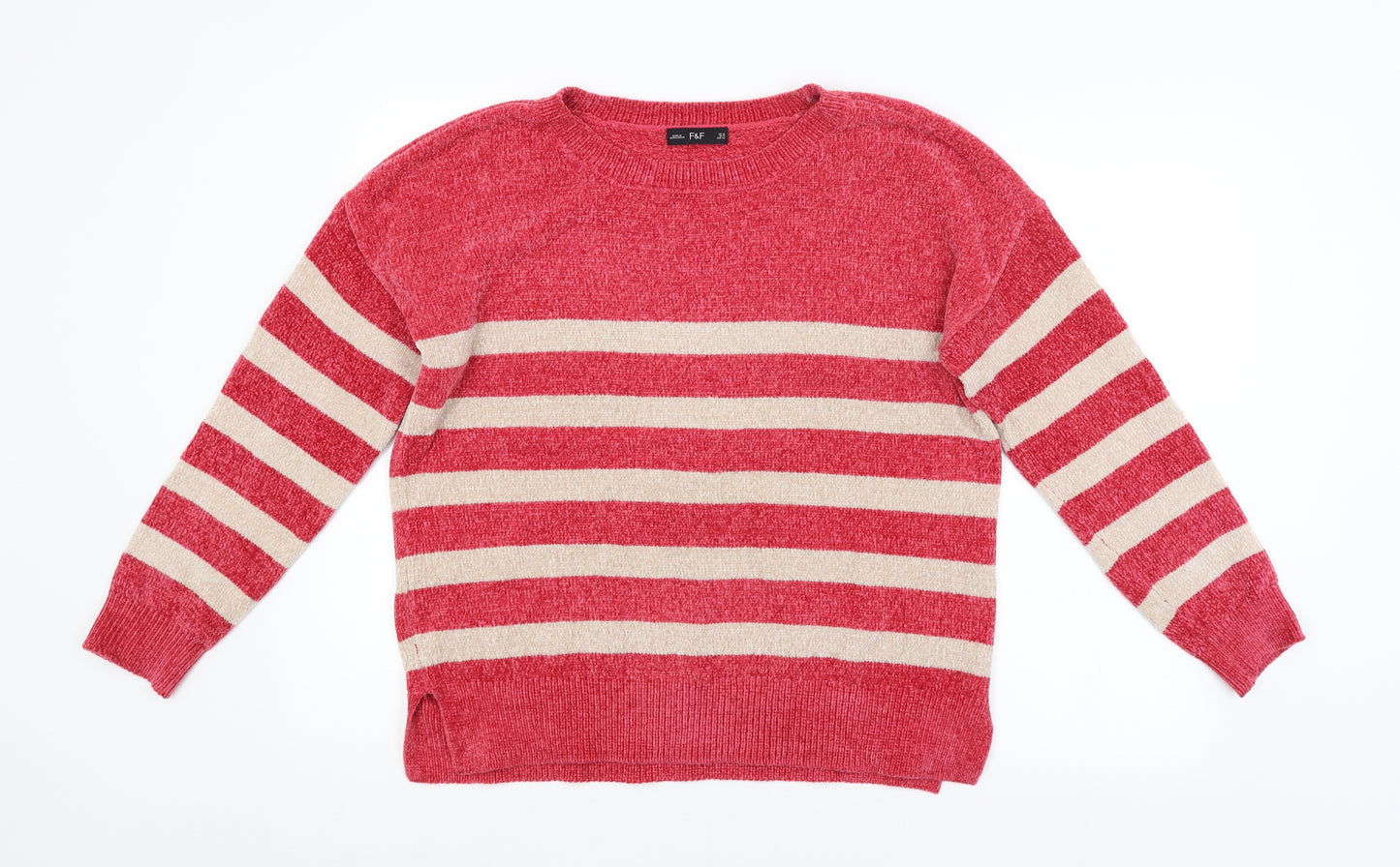 F&F Womens Red Striped  Pullover Jumper Size 14