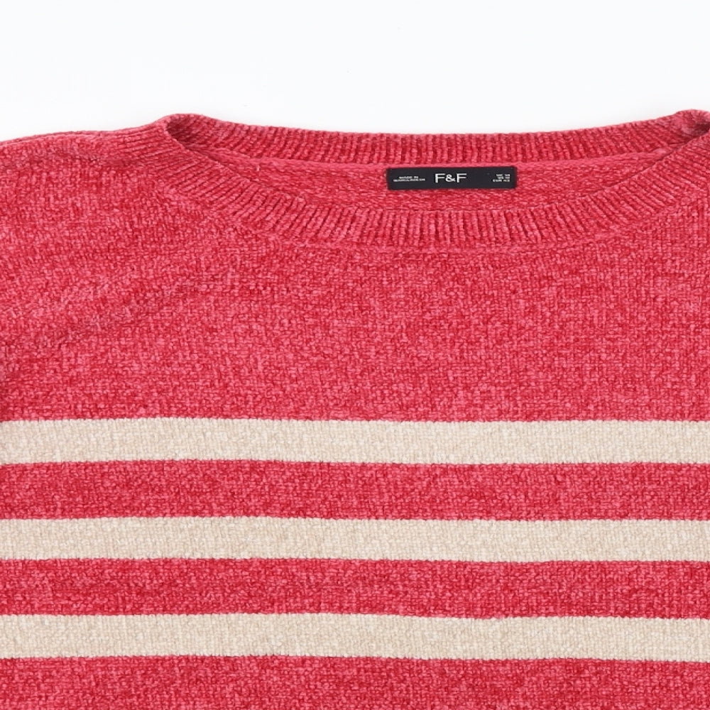 F&F Womens Red Striped  Pullover Jumper Size 14