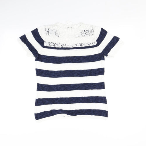 Text Womens Multicoloured Striped  Basic T-Shirt Size M