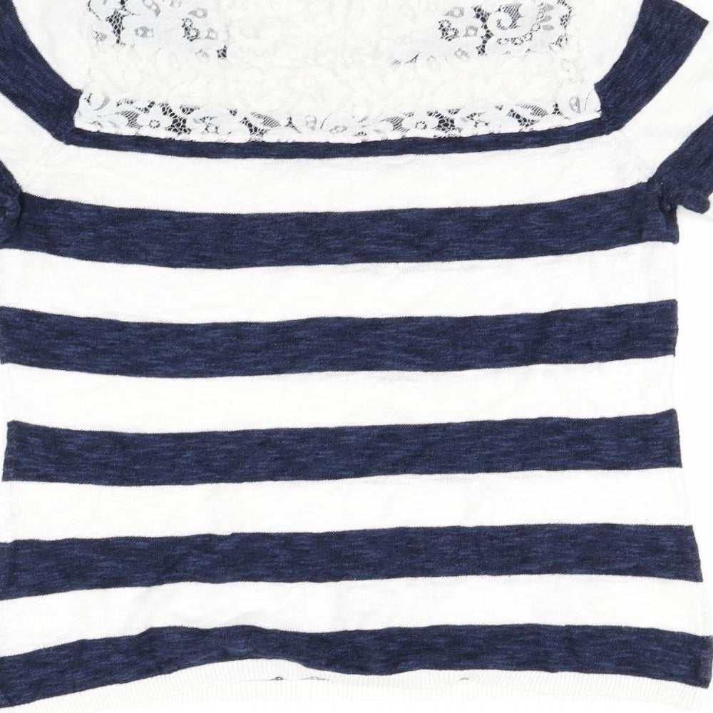 Text Womens Multicoloured Striped  Basic T-Shirt Size M
