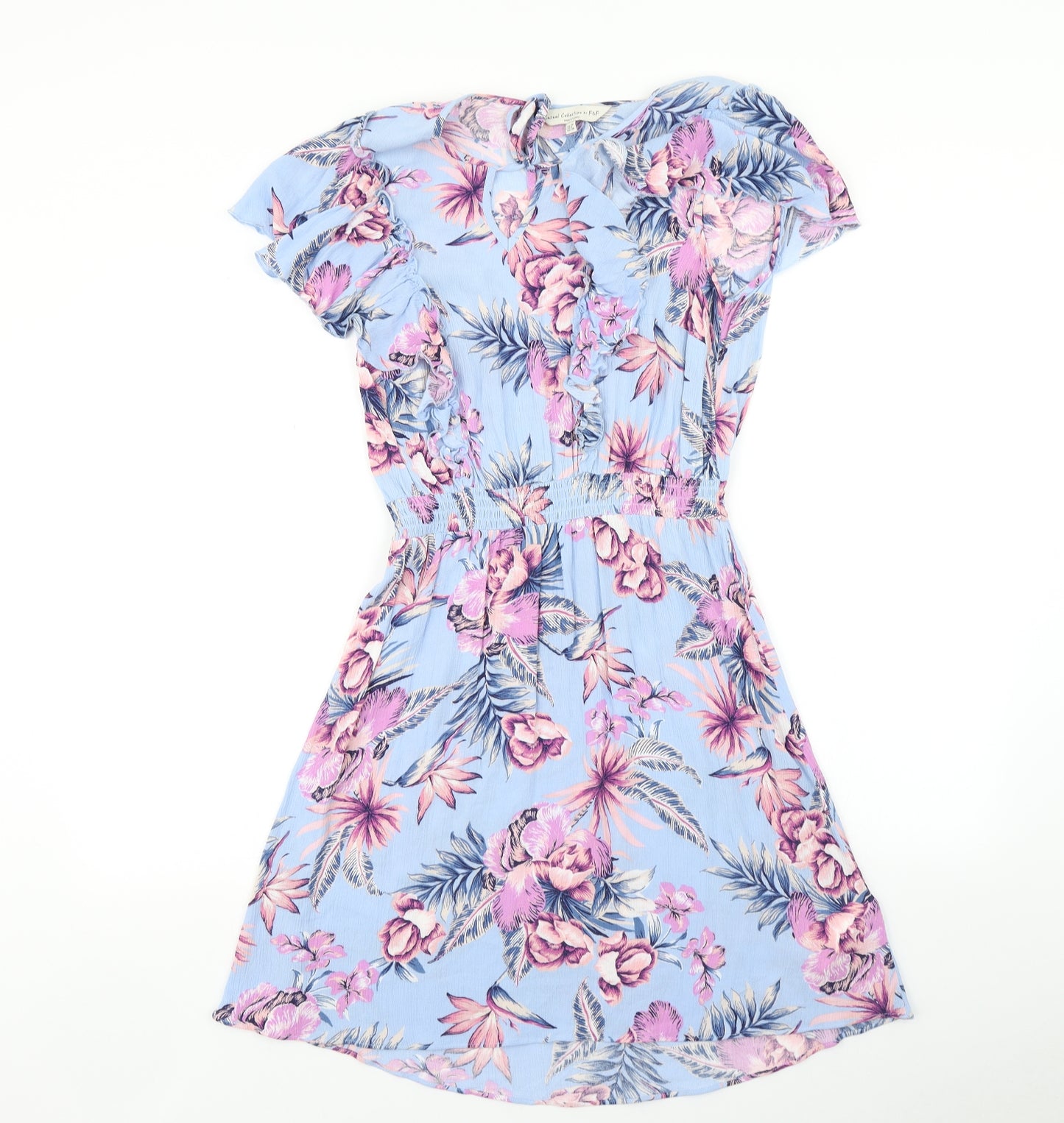 F&F Womens Blue Floral  Fit & Flare  Size 10