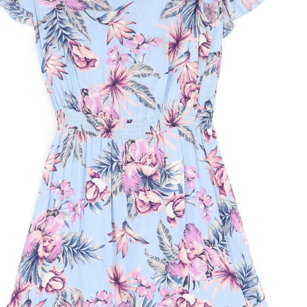 F&F Womens Blue Floral  Fit & Flare  Size 10