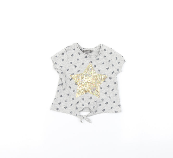 Primark Baby Grey   Basic T-Shirt Size 18-24 Months  - Star print