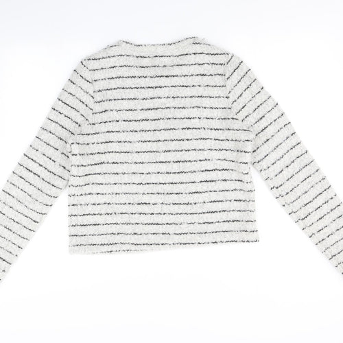 New Look Womens White Striped  Pullover Jumper Size 14