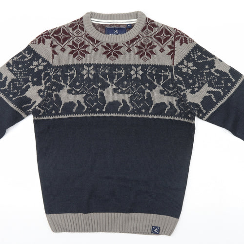 James Darby Mens Blue Fair Isle  Pullover Sweatshirt   - Christmas