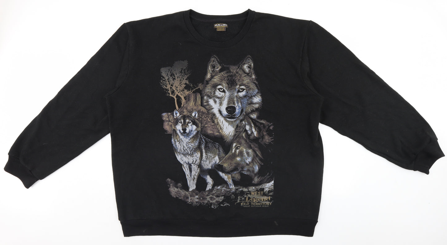 Atlas Mens Black   Pullover Jumper Size 4XL  - Wolf