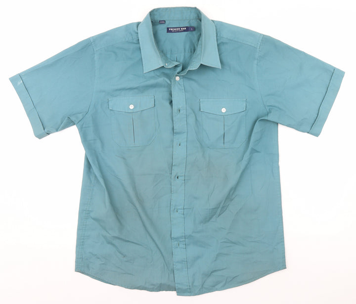 Premier Mens Grey Button-Up Size L
