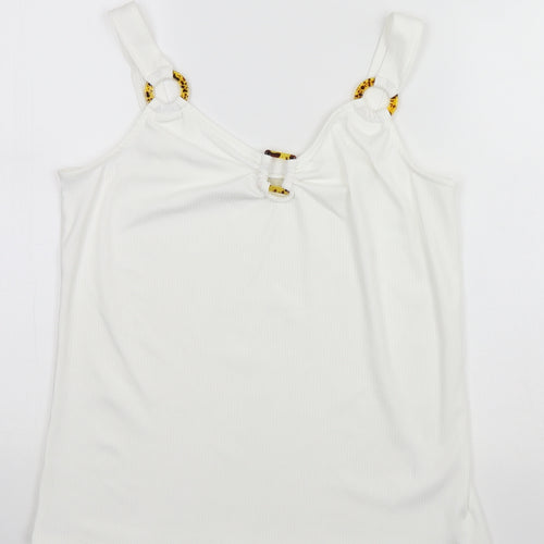George Womens White Striped  Basic Tank Size 14