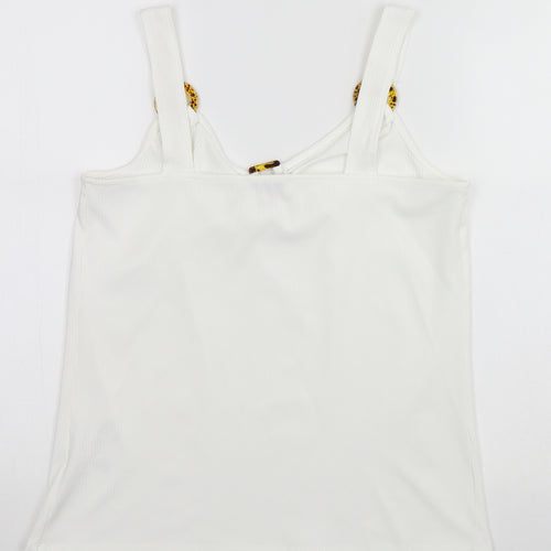 George Womens White Striped  Basic Tank Size 14