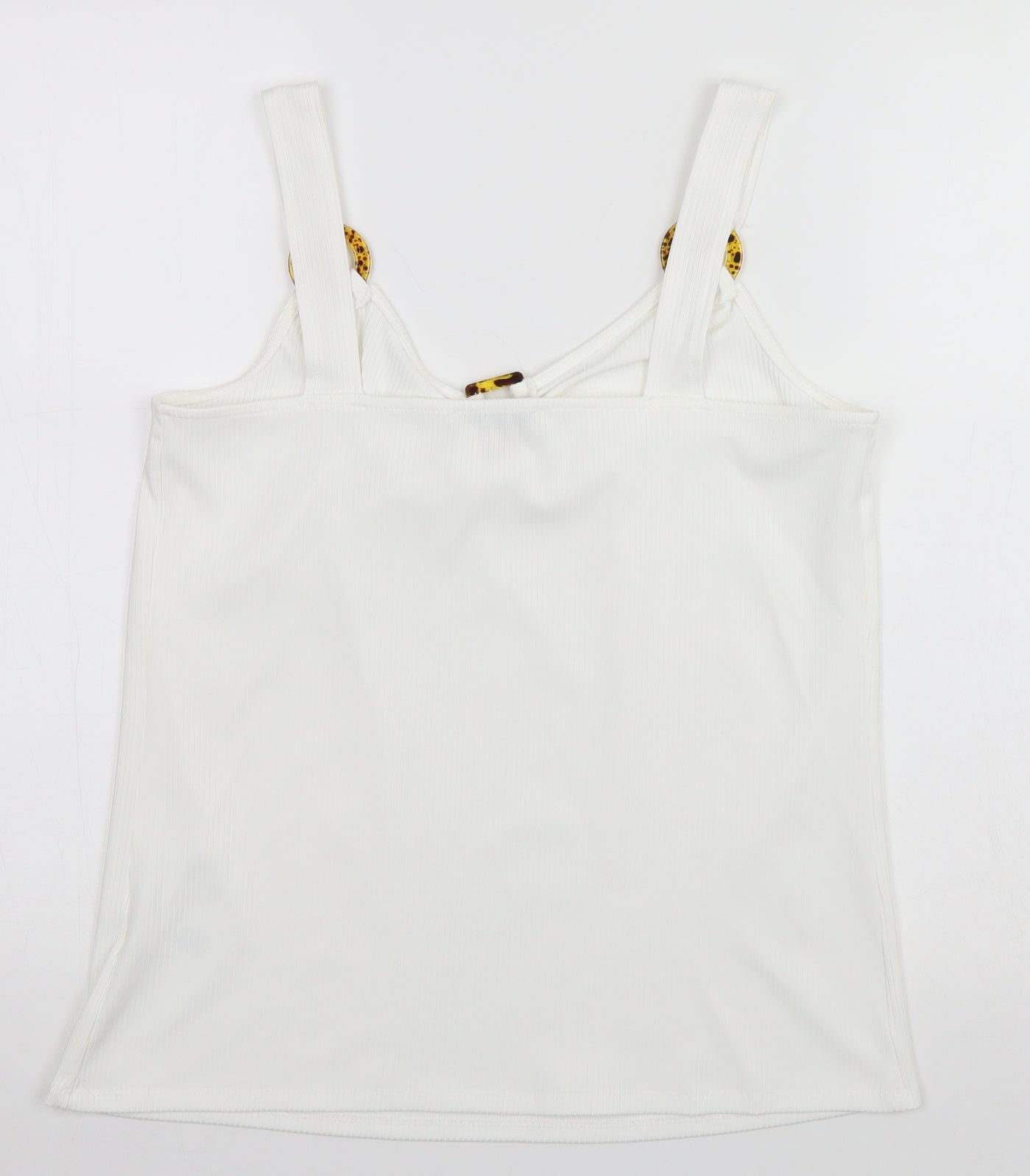 George Womens White Striped  Basic Tank Size 14