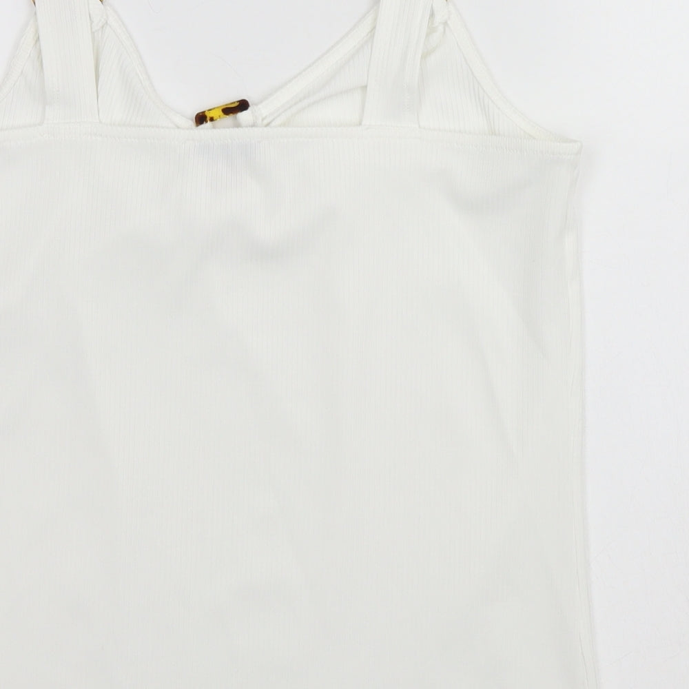 George Womens White Striped  Basic Tank Size 14