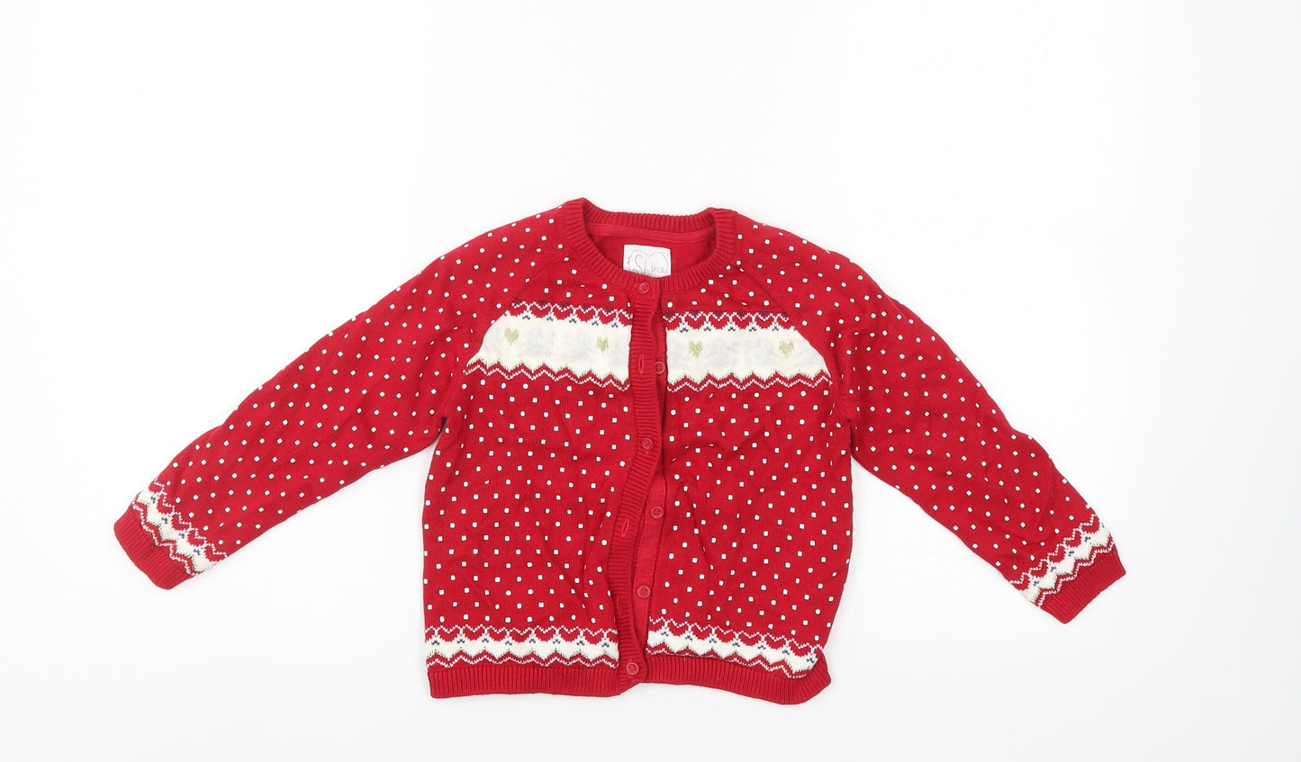 Mothercare Girls Red   Cardigan Jumper Size 5-6 Years  - christmas