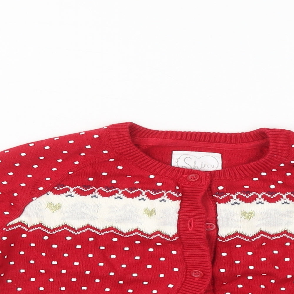 Mothercare Girls Red   Cardigan Jumper Size 5-6 Years  - christmas