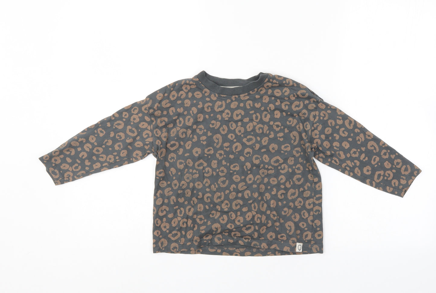 George Girls Grey Animal Print  Pullover Jumper Size 4-5 Years