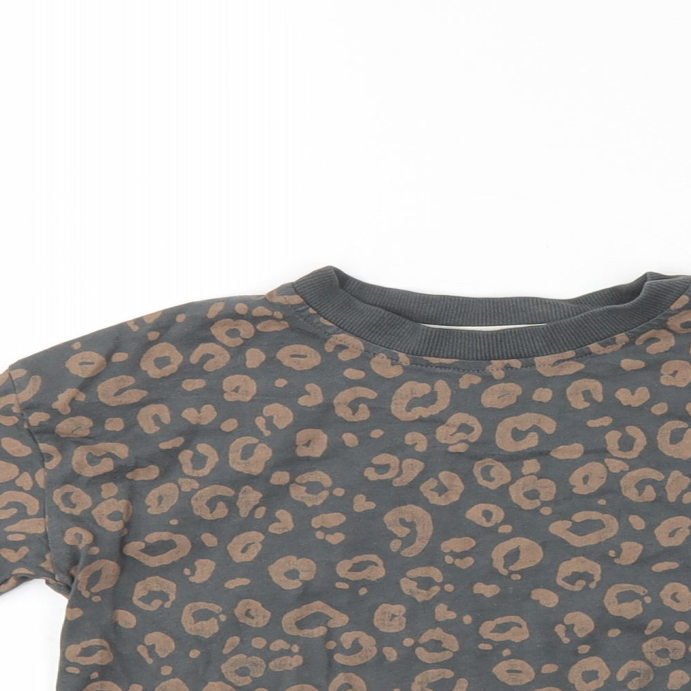 George Girls Grey Animal Print  Pullover Jumper Size 4-5 Years
