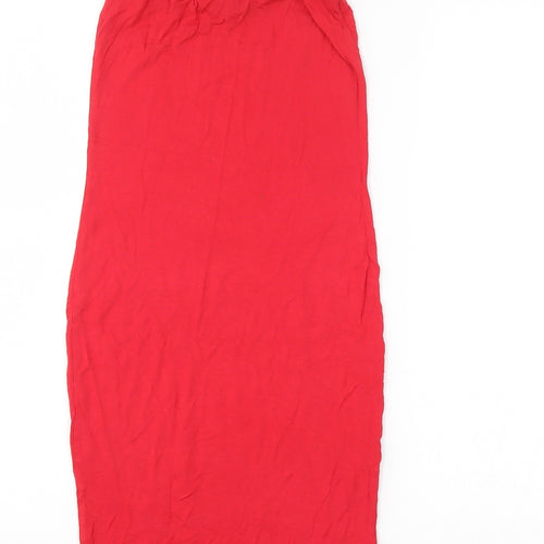PRETTYLITTLETHING Womens Red   Straight & Pencil Skirt Size 6  - elastic waist