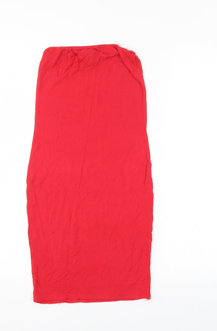 PRETTYLITTLETHING Womens Red Straight & Pencil Skirt Size 6 - elastic waist