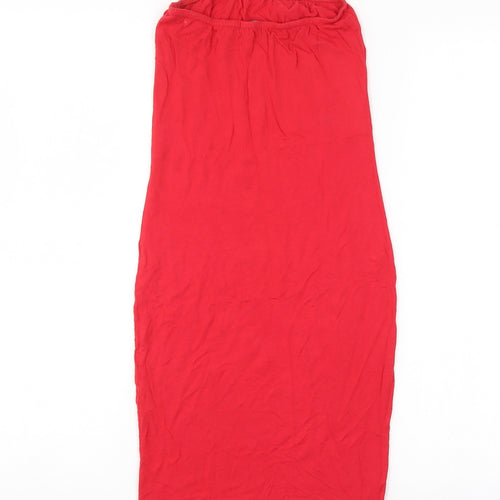 PRETTYLITTLETHING Womens Red   Straight & Pencil Skirt Size 6  - elastic waist