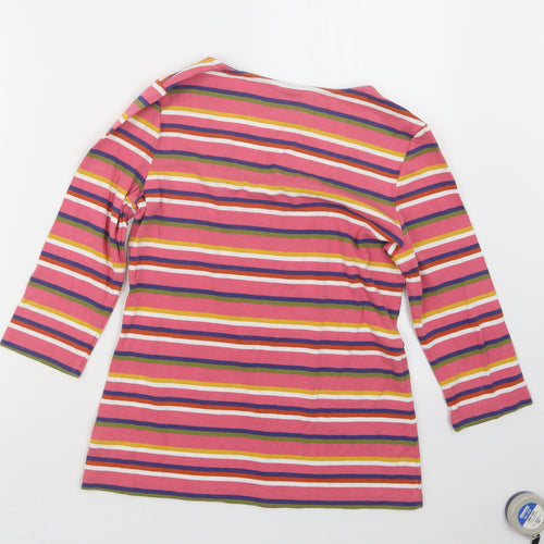 Tabitha Webb Womens Pink Striped  Basic T-Shirt Size L
