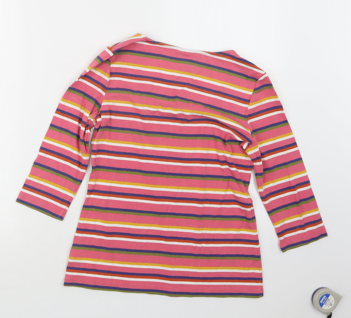 Tabitha Webb Womens Pink Striped  Basic T-Shirt Size L