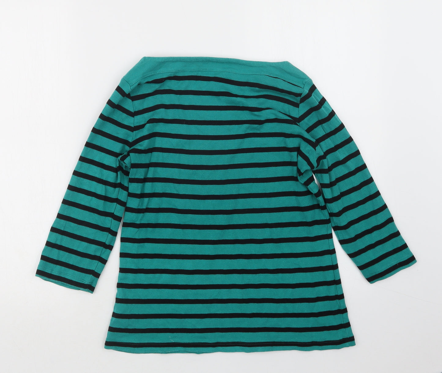 Peacocks Womens Green Striped  Basic T-Shirt Size 14