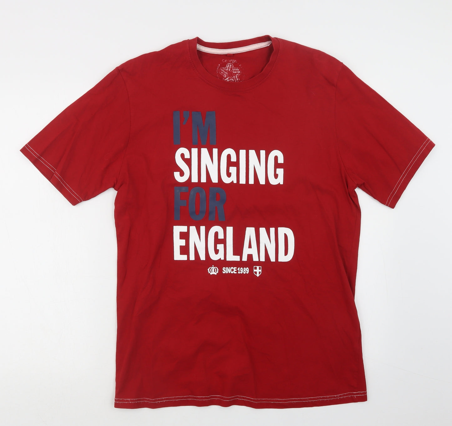 George Mens Red    T-Shirt Size M  - England